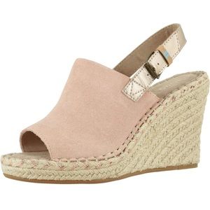 TOMS Women's Monica Pink Suede Wedges-New